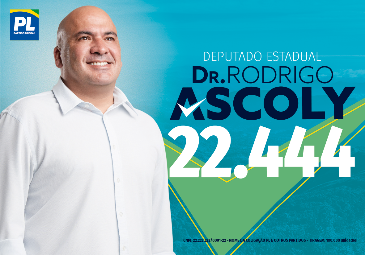 Santinho digital de Dr. Rodrigo Ascoly, candidato a deputado estadual número 22.444